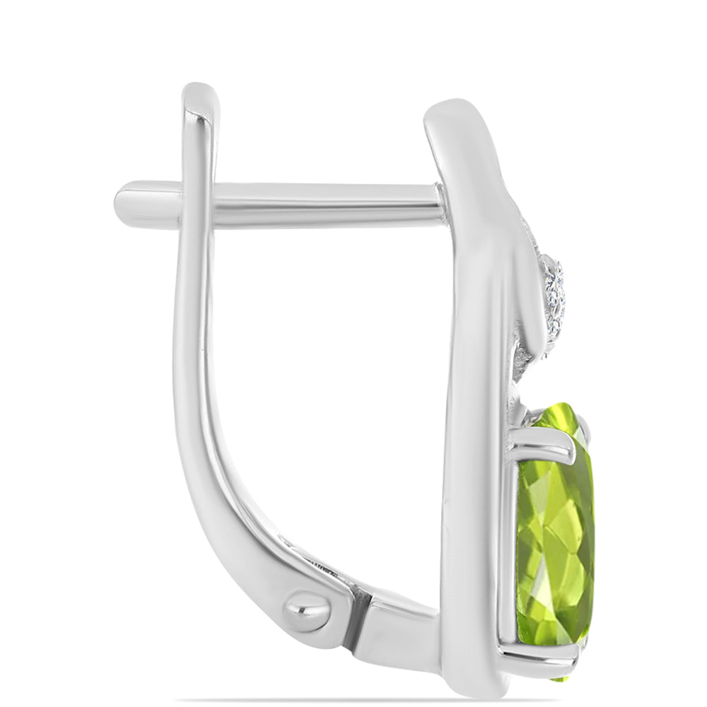 Stříbro 925/1000 - Náušnice s Čchang-pajským Peridotem a Bílým Topazem - Karátové číslo: 2.7. přibližná hmotnost: 4.09 gramů 2 