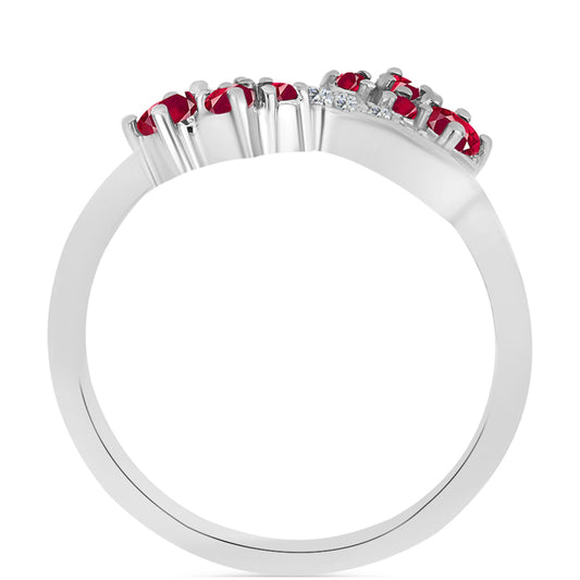 Stříbro 925/1000 - Prsten s Madagaskarským Rubínem a Bílým Topazem - Karátové číslo: 0.59. přibližná hmotnost: 2.56 gramů