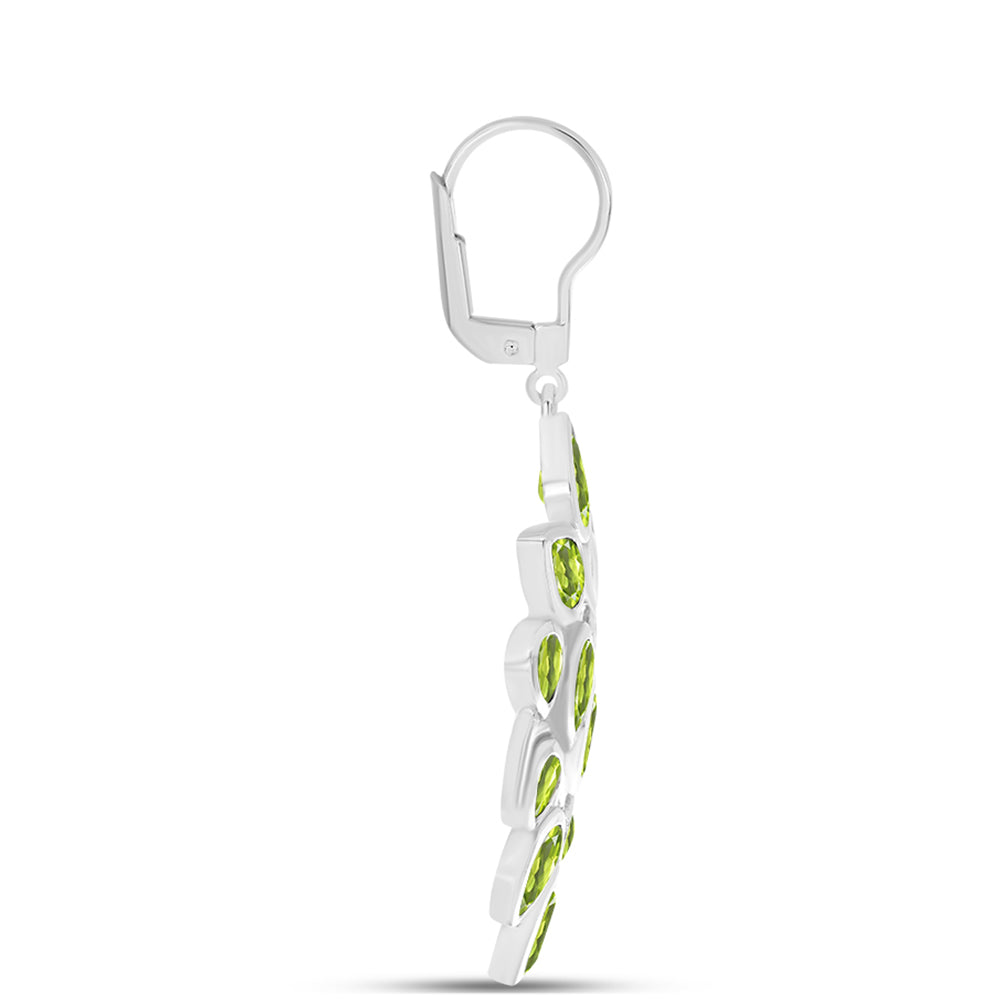 Stříbro 925/1000 - Náušnice s Čchang-pajským Peridotem - Karátové číslo: 8.35. přibližná hmotnost: 9.93 gramů