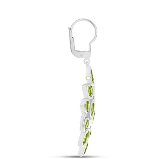 Stříbro 925/1000 - Náušnice s Čchang-pajským Peridotem - Karátové číslo: 8.35. přibližná hmotnost: 9.93 gramů