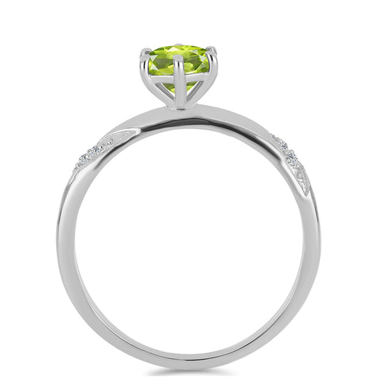 Stříbrný Prsten s Čchang-pajským Peridotem a Bílým Topazem