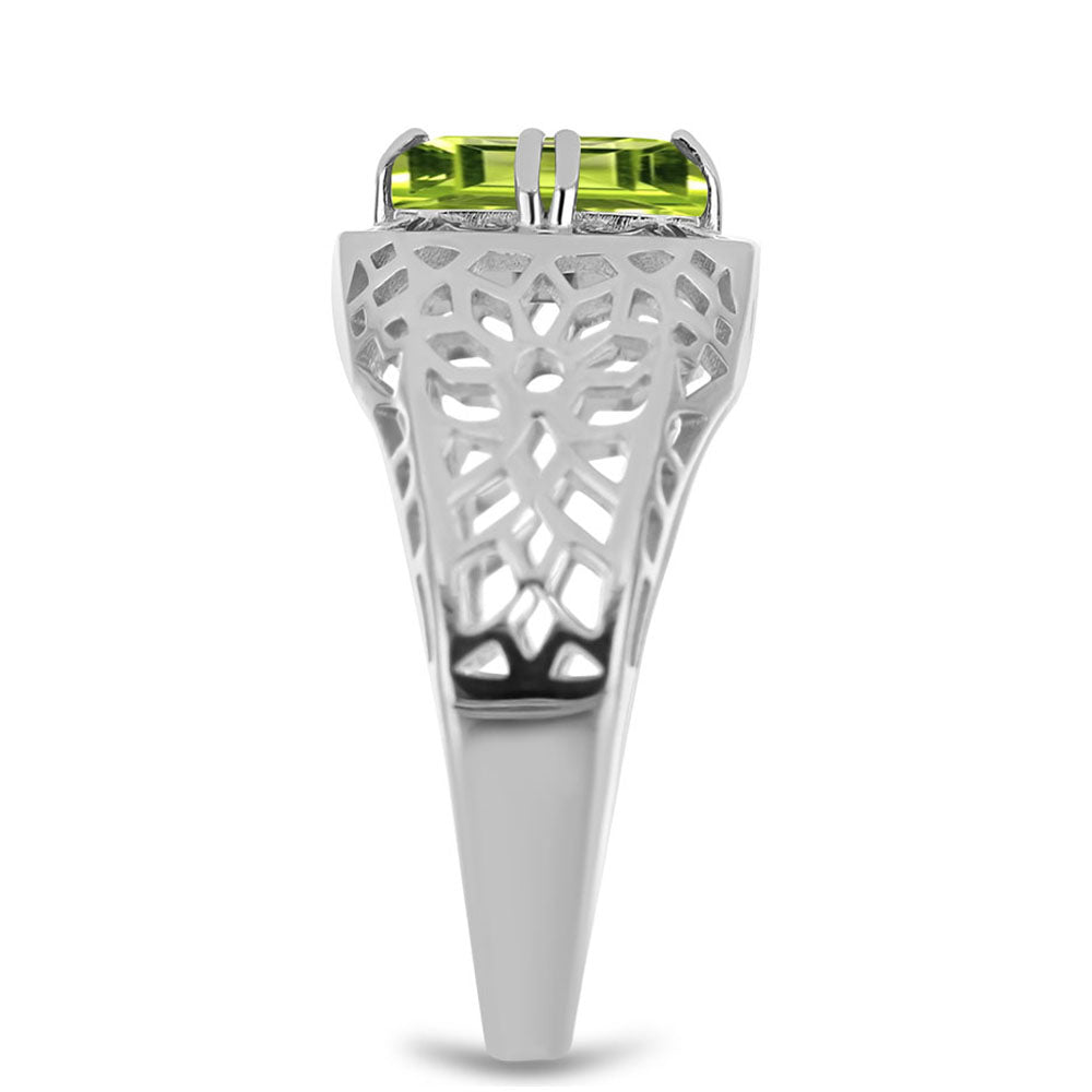 Stříbro 925/1000 Prsten s Čchang-pajským Peridotem - Karátové číslo: 1.6. přibližná hmotnost: 3.35 gramů 4 