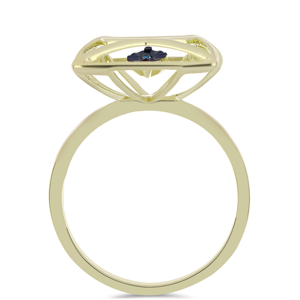 Pozlacené Stříbro 925/1000 - Prsten s Modrým tančícím diamantem - Karátové číslo: 0.01. přibližná hmotnost: 3.76 gramů 2 