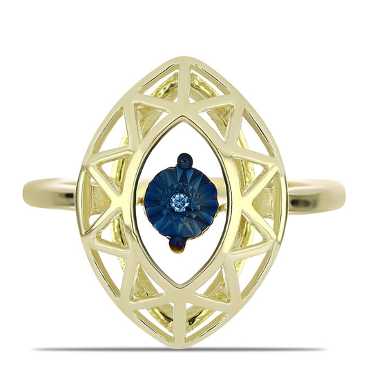 Pozlacený Stříbrný Prsten s Modrým tančícím diamantem