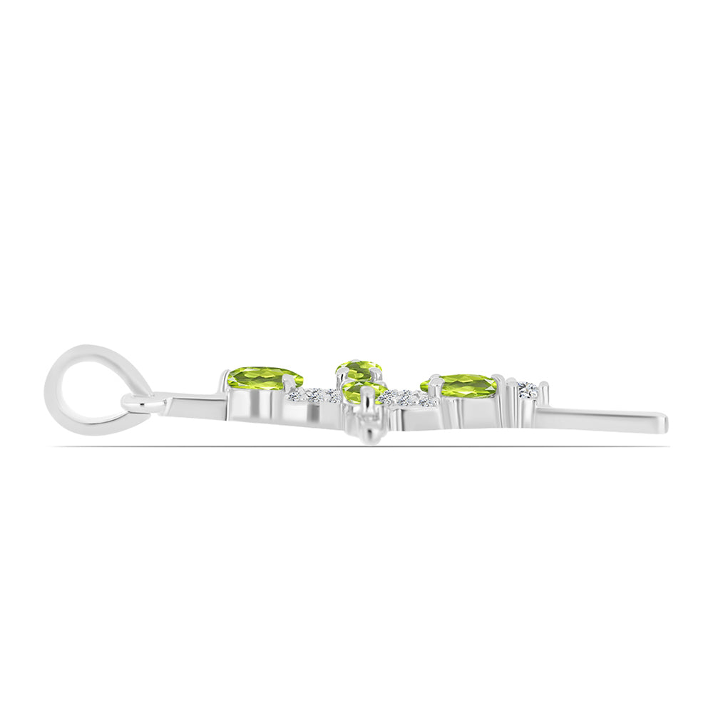 Stříbro 925/1000 - Přívěsek s Čchang-pajským Peridotem a Bílým Topazem - Karátové číslo: 1. přibližná hmotnost: 2.44 gramů