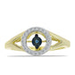 Pozlacené Stříbro 925/1000 - Prsten s Modrým tančícím diamantem a Bílým Topazem - Karátové číslo: 0.19. přibližná hmotnost: 3.5 gramů