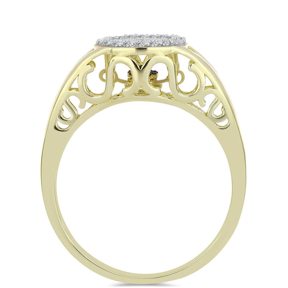 Pozlacené Stříbro 925/1000 - Prsten s Modrým tančícím diamantem a Bílým Topazem - Karátové číslo: 0.19. přibližná hmotnost: 3.5 gramů 2 