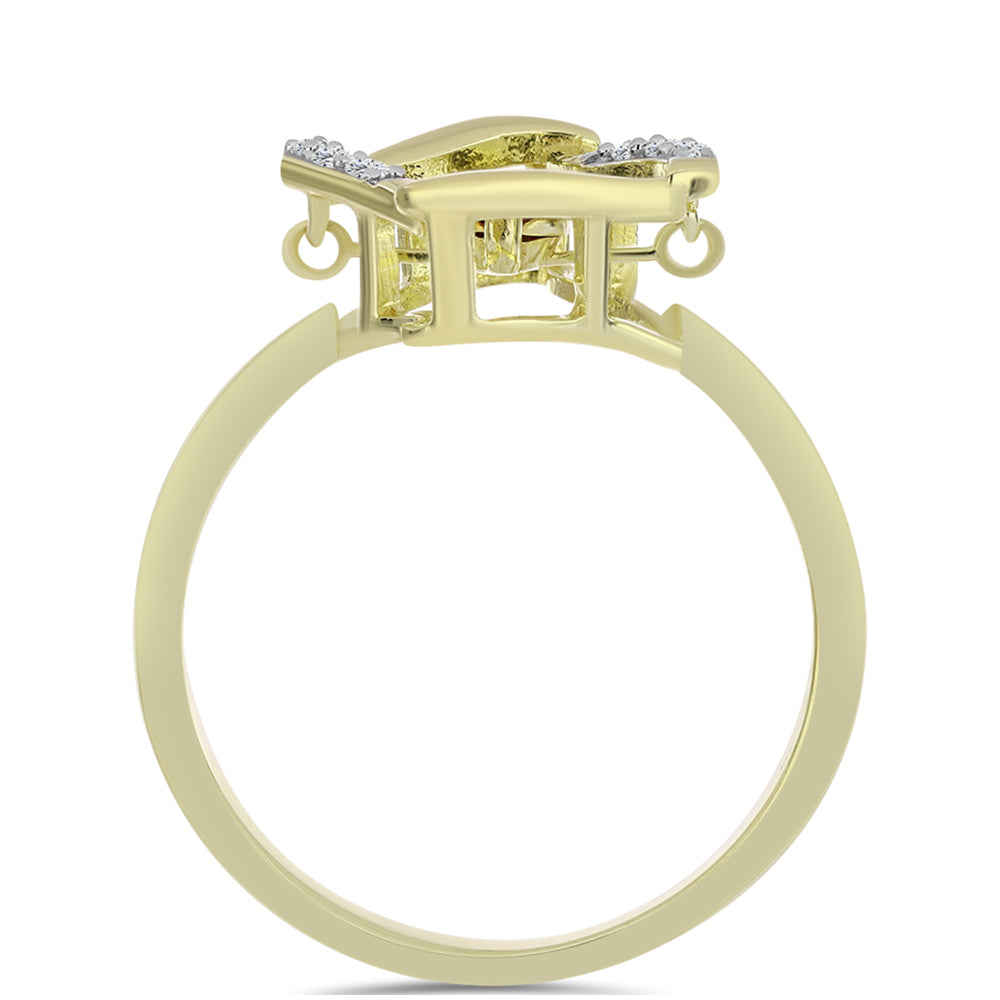 Pozlacené Stříbro 925/1000 - Prsten s Modrým tančícím diamantem a Bílým Topazem - Karátové číslo: 0.06. přibližná hmotnost: 2.31 gramů 2 