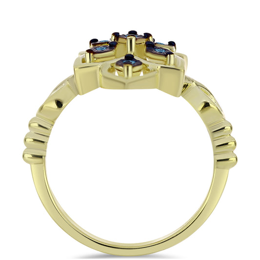 Pozlacený Stříbrný Prsten s Modrým tančícím diamantem
