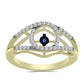 Pozlacené Stříbro 925/1000 - Prsten s Modrým tančícím diamantem a Bílým Topazem - Karátové číslo: 0.35. přibližná hmotnost: 3.51 gramů