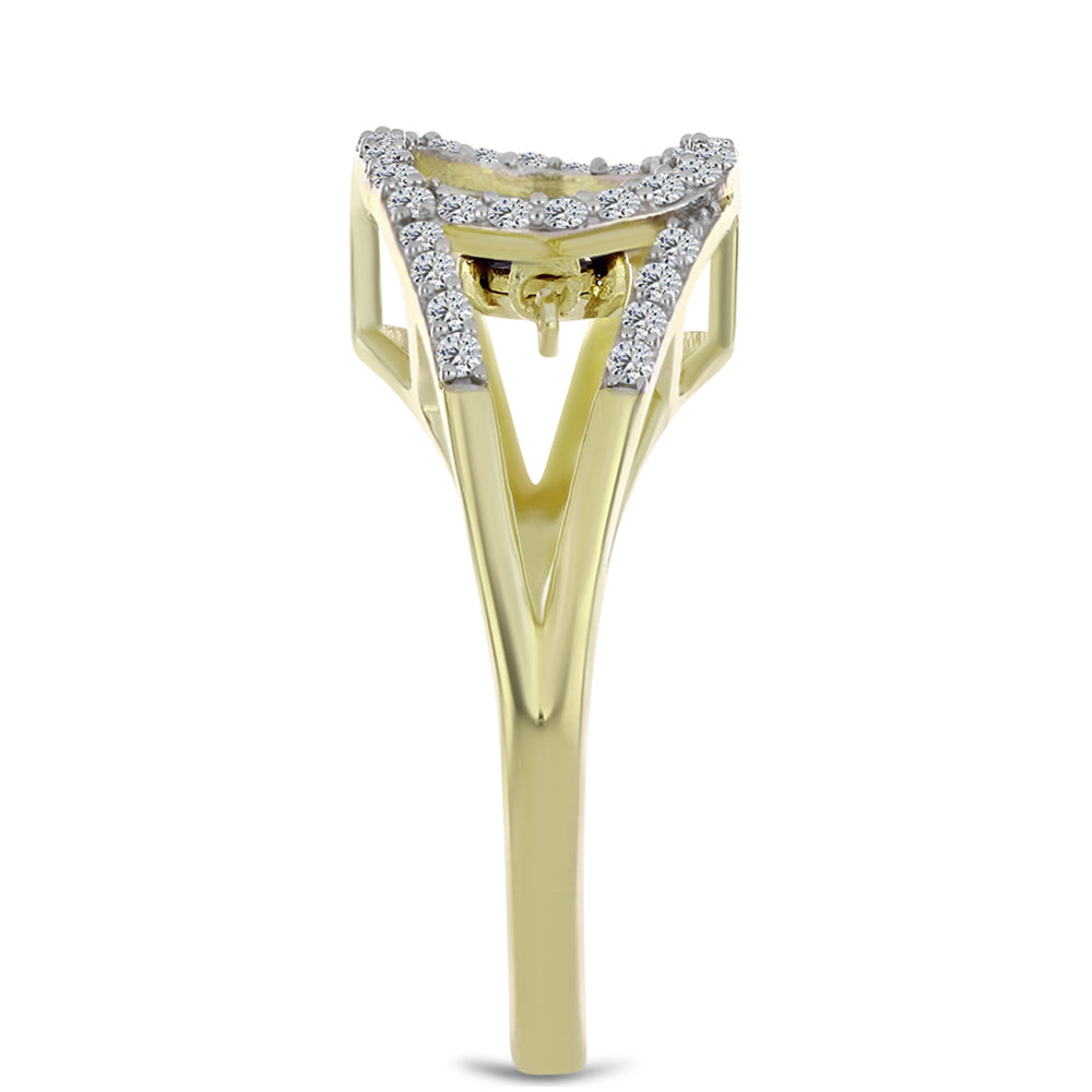 Pozlacené Stříbro 925/1000 - Prsten s Modrým tančícím diamantem a Bílým Topazem - Karátové číslo: 0.35. přibližná hmotnost: 3.51 gramů 4 