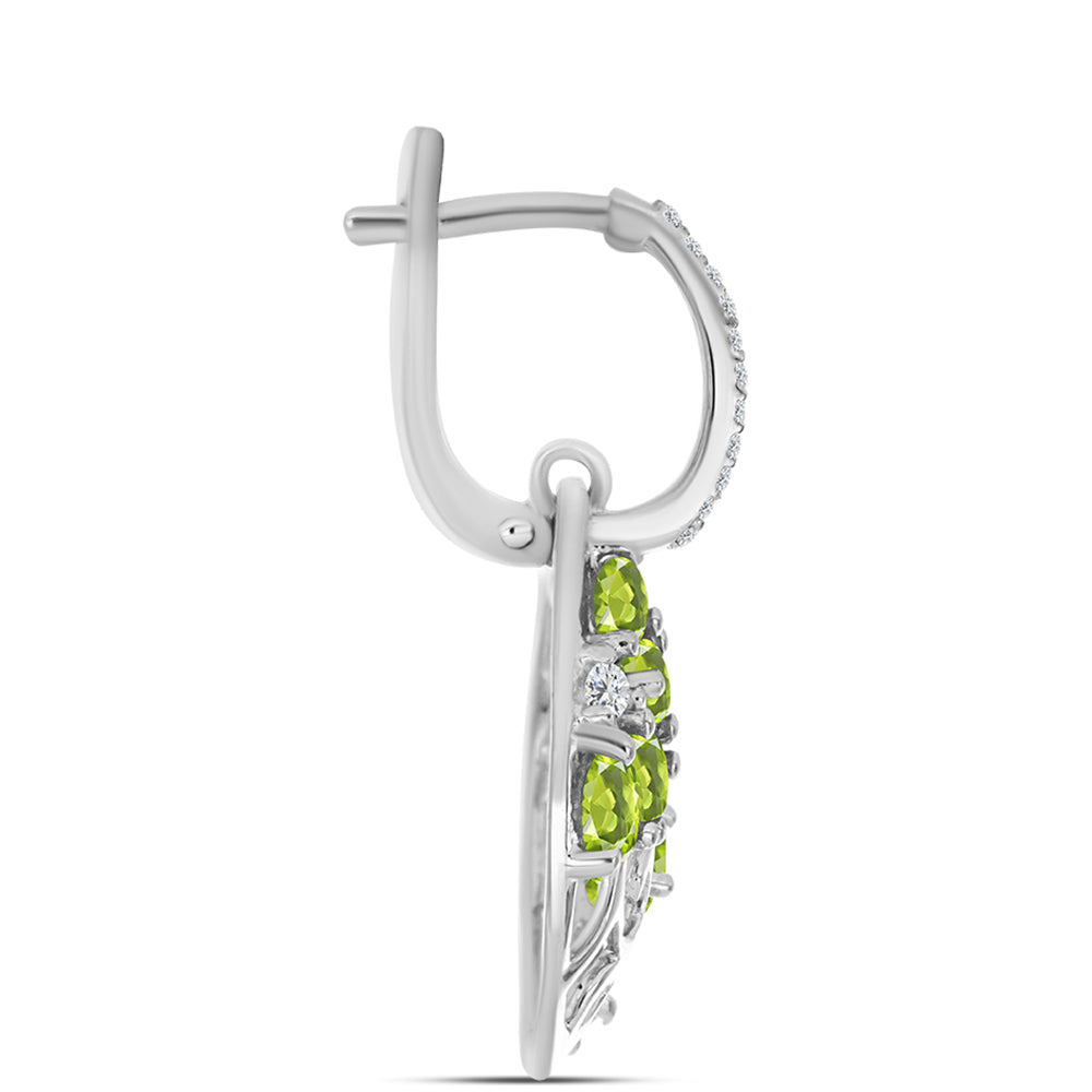 Stříbrné Náušnice s Čchang-pajským Peridotem a Bílým Topazem 2 