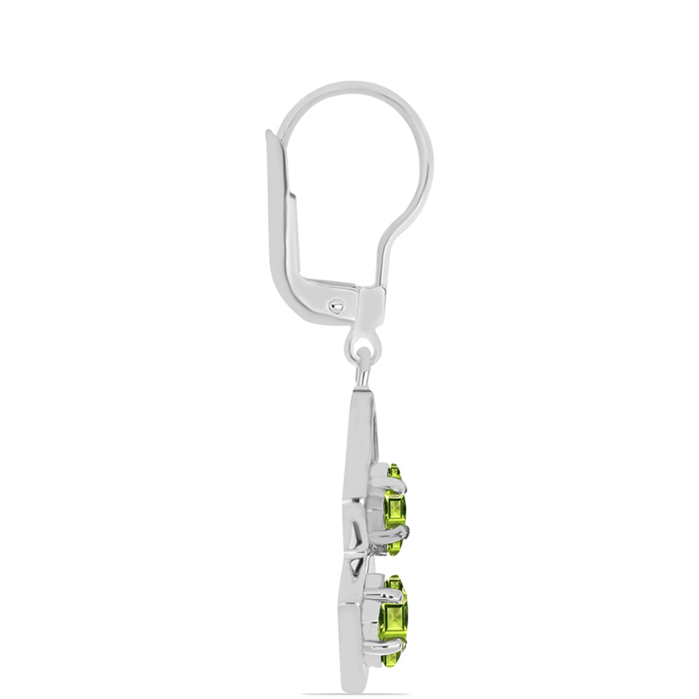 Stříbro 925/1000 Náušnice s Čchang-pajským Peridotem - Karátové číslo: 1.51. přibližná hmotnost: 3.21 gramů