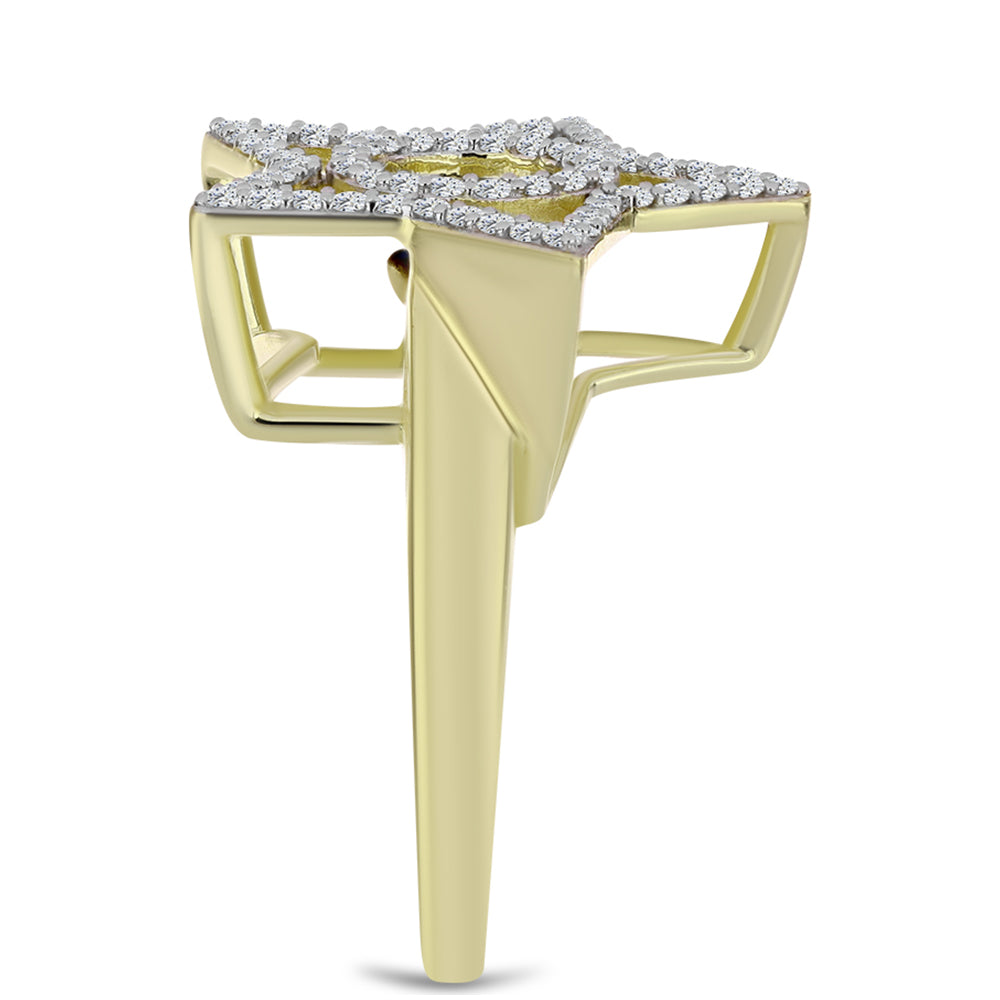 Pozlacené Stříbro 925/1000 - Prsten s Modrým tančícím diamantem a Bílým Topazem - Karátové číslo: 0.58. přibližná hmotnost: 5.08 gramů 4 