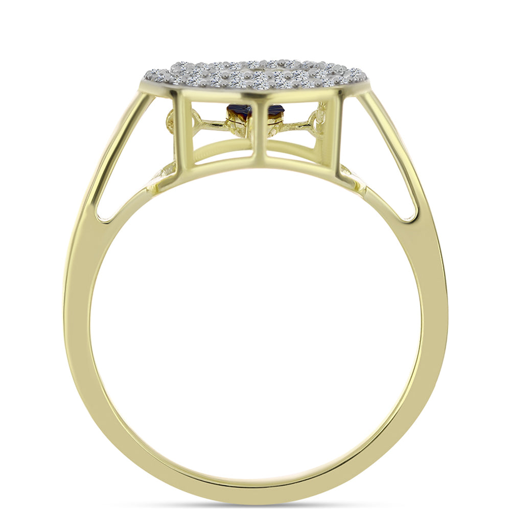 Pozlacené Stříbro 925/1000 - Prsten s Modrým tančícím diamantem a Bílým Topazem - Karátové číslo: 0.46. přibližná hmotnost: 3.39 gramů 2 