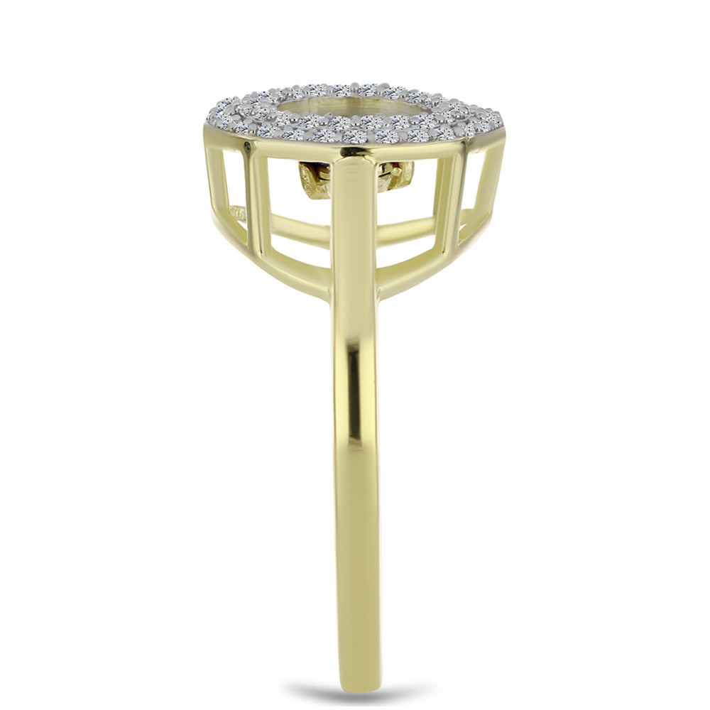 Pozlacené Stříbro 925/1000 - Prsten s Modrým tančícím diamantem a Bílým Topazem - Karátové číslo: 0.46. přibližná hmotnost: 3.39 gramů 4 