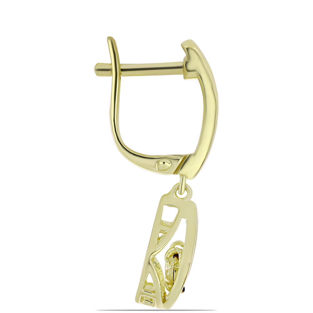 Pozlacené Stříbro 925/1000 - Náušnice s Modrým tančícím diamantem - Karátové číslo: 0.01. přibližná hmotnost: 4.41 gramů 2 