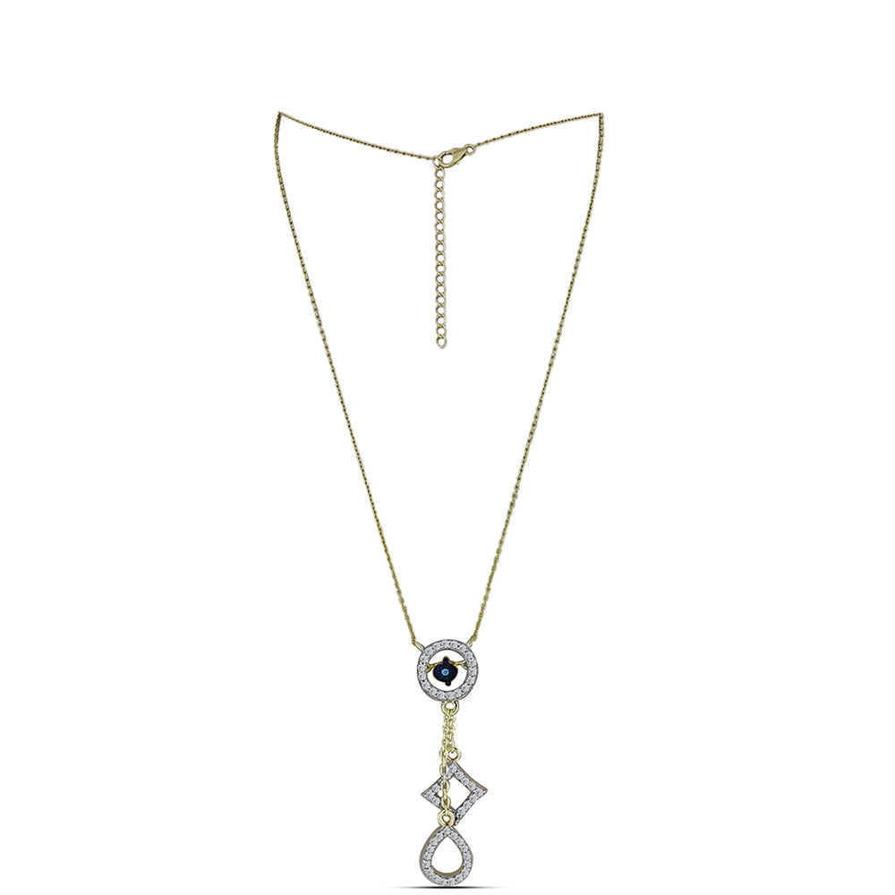 Pozlacené Stříbro 925/1000 - Náhrdelník s Modrým tančícím diamantem a Bílým Topazem - Karátové číslo: 0.38. přibližná hmotnost: 4.25 gramů 1 