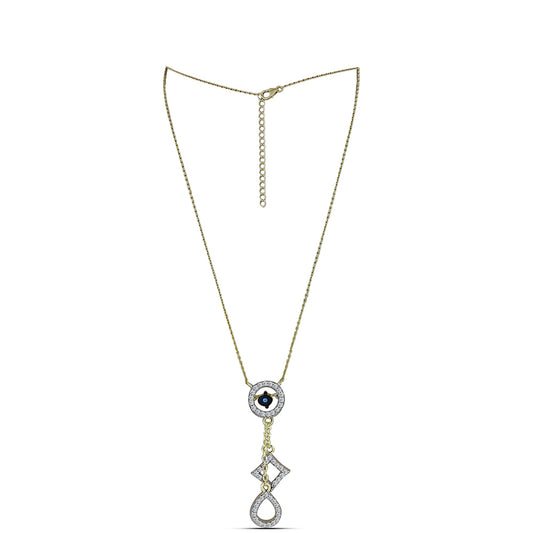 Pozlacené Stříbro 925/1000 - Náhrdelník s Modrým tančícím diamantem a Bílým Topazem - Karátové číslo: 0.38. přibližná hmotnost: 4.25 gramů