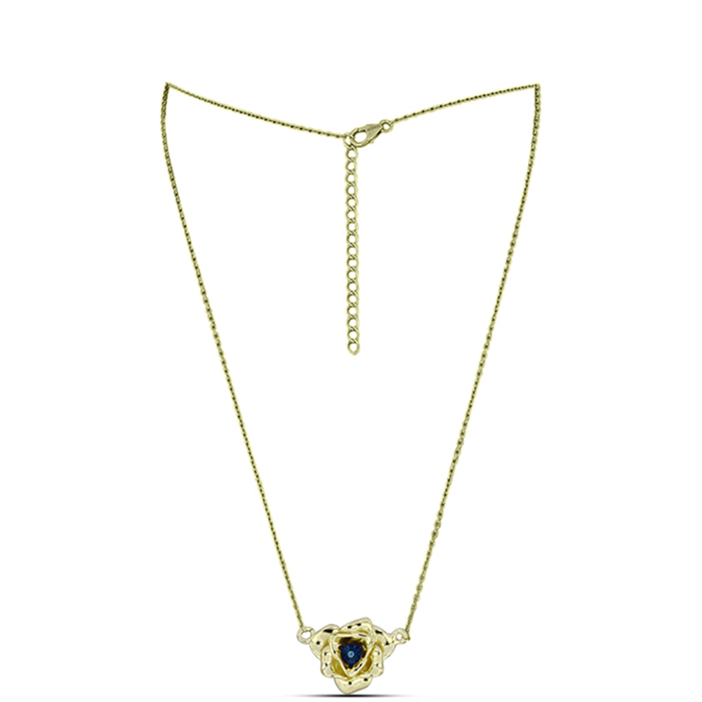 Pozlacené Stříbro 925/1000 - Náhrdelník s Modrým tančícím diamantem - Karátové číslo: 0.01. přibližná hmotnost: 4.73 gramů 1 