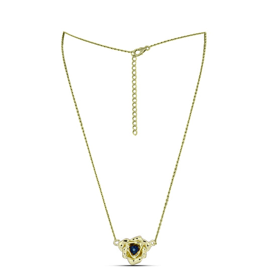 Pozlacené Stříbro 925/1000 - Náhrdelník s Modrým tančícím diamantem - Karátové číslo: 0.01. přibližná hmotnost: 4.73 gramů