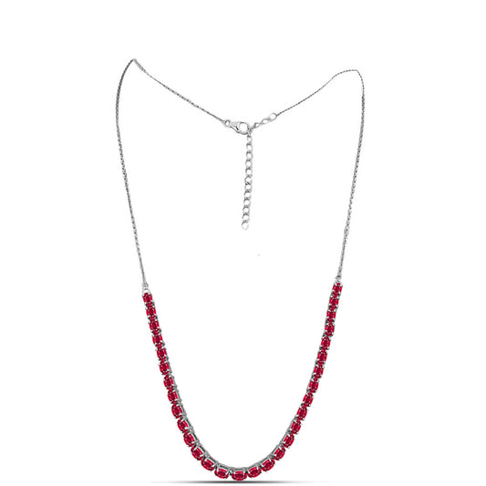 Stříbro 925/1000 - Náhrdelník s Madagaskarským Rubínem - Karátové číslo: 11.51. přibližná hmotnost: 10.18 gramů