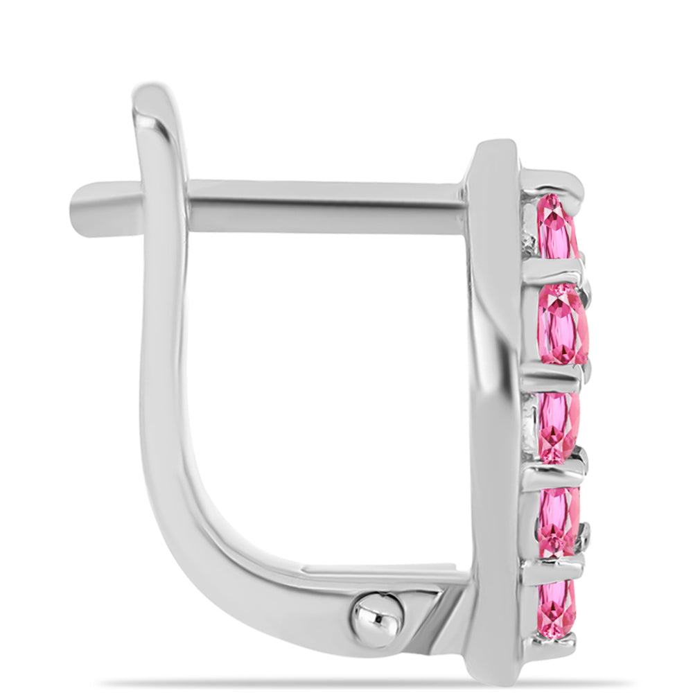 Stříbro 925/1000 - Náušnice s Růžovým Turmalínem z Pelmadulla - Karátové číslo: 0.55. přibližná hmotnost: 2.71 gramů