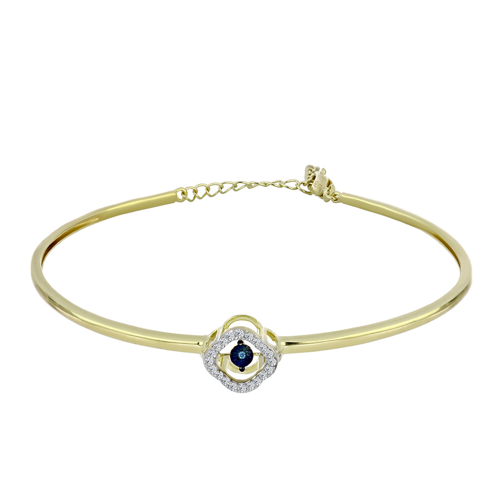 Pozlacené Stříbro 925/1000 - Náramek s Modrým tančícím diamantem a Bílým Topazem - Karátové číslo: 0.17. přibližná hmotnost: 7.85 gramů 1 