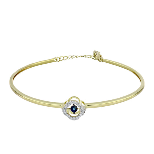 Pozlacené Stříbro 925/1000 - Náramek s Modrým tančícím diamantem a Bílým Topazem - Karátové číslo: 0.17. přibližná hmotnost: 7.85 gramů