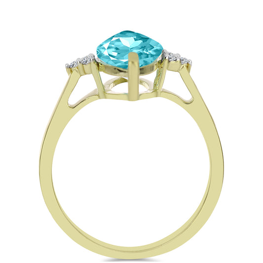 Pozlacený Stříbrný Prsten s Paraiba Křemenem a Bílým Topazem