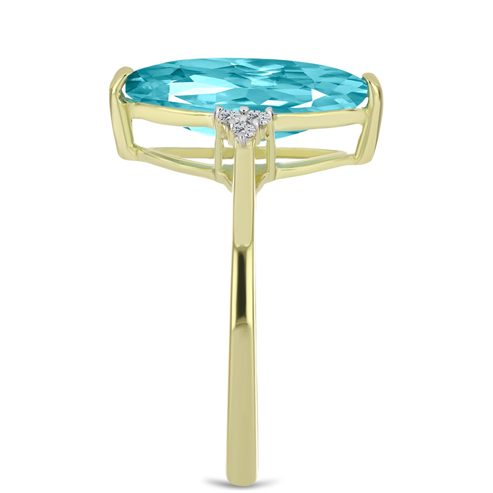 Pozlacený Stříbrný Prsten s Paraiba Křemenem a Bílým Topazem 4 