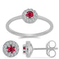 Stříbro 925/1000 - Sada s Madagaskarským Rubínem a Bílým Topazem - Karátové číslo: 0.78. přibližná hmotnost: 3.07 gramů ( Náušnice+Prsten )