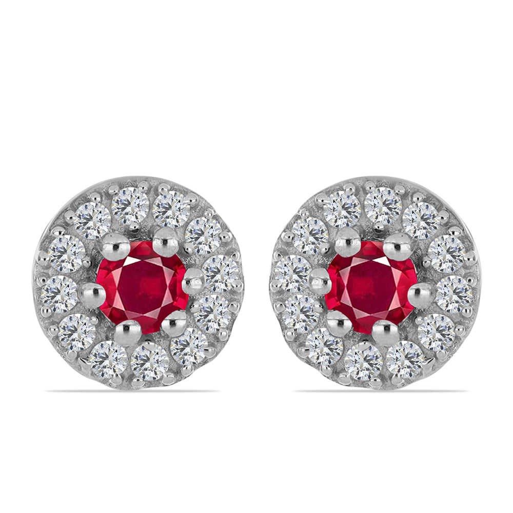 Stříbro 925/1000 - Sada s Madagaskarským Rubínem a Bílým Topazem - Karátové číslo: 0.78. přibližná hmotnost: 3.07 gramů ( Náušnice+Prsten ) 2 