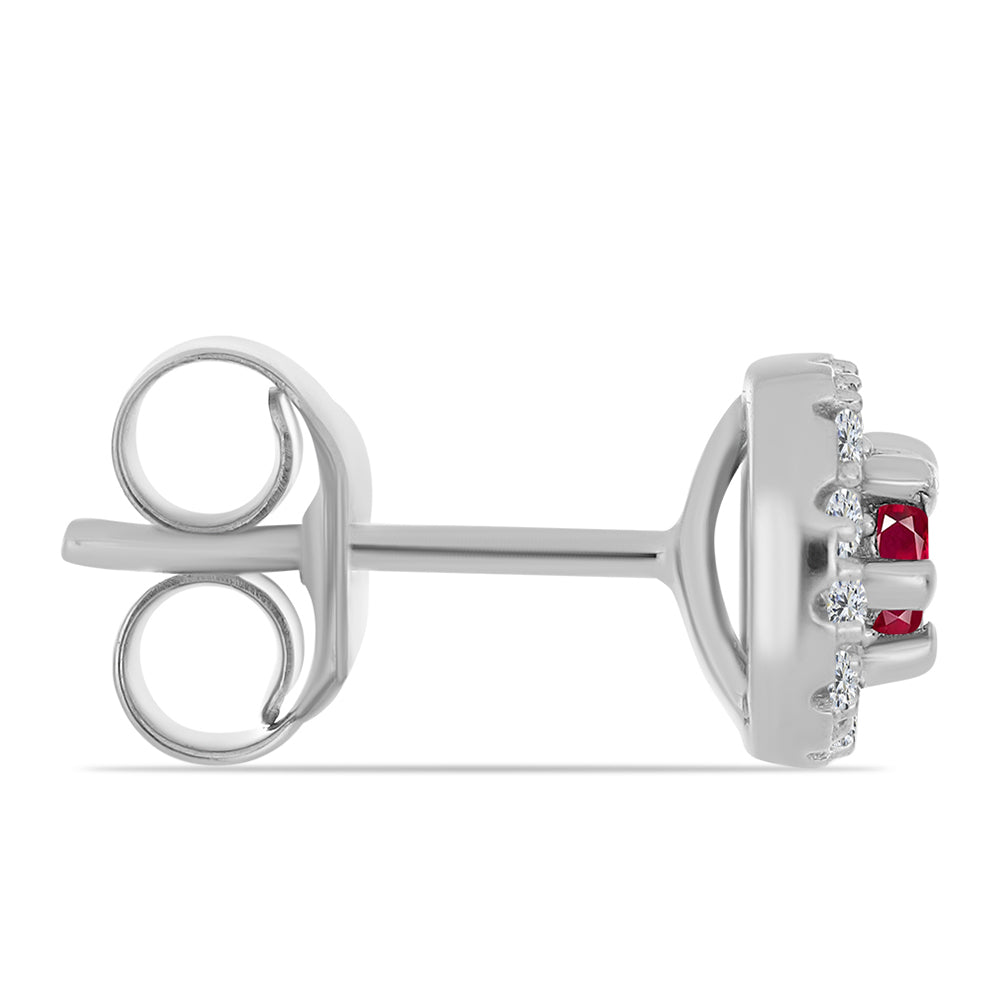 Stříbro 925/1000 - Sada s Madagaskarským Rubínem a Bílým Topazem - Karátové číslo: 0.78. přibližná hmotnost: 3.07 gramů ( Náušnice+Prsten )