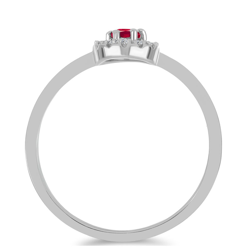 Stříbro 925/1000 - Sada s Madagaskarským Rubínem a Bílým Topazem - Karátové číslo: 0.78. přibližná hmotnost: 3.07 gramů ( Náušnice+Prsten )