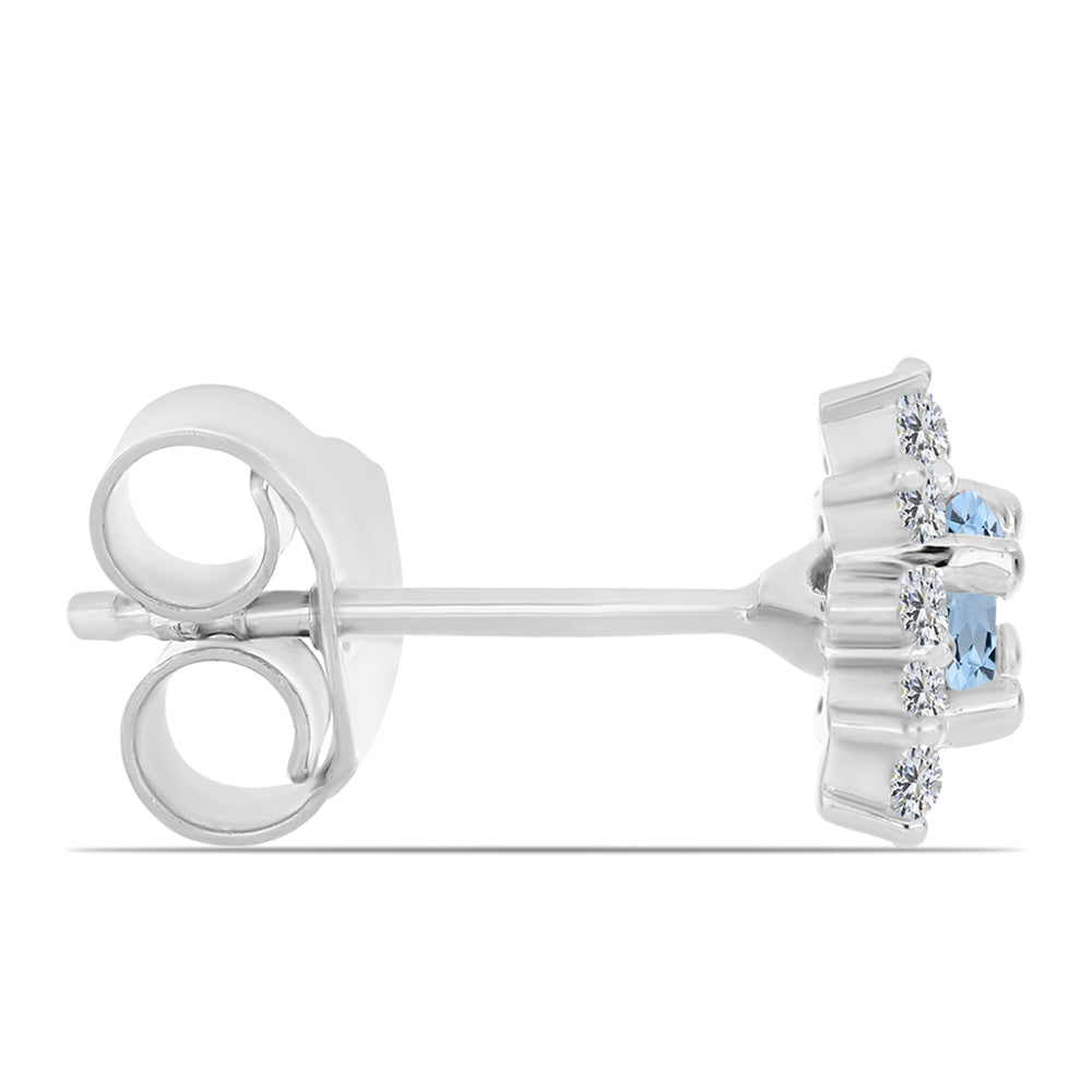 Stříbro 925/1000 Náušnice s Akvamarínem z Embu County a Bílým Topazem - Karátové číslo: 0.53. přibližná hmotnost: 1.21 gramů 2 