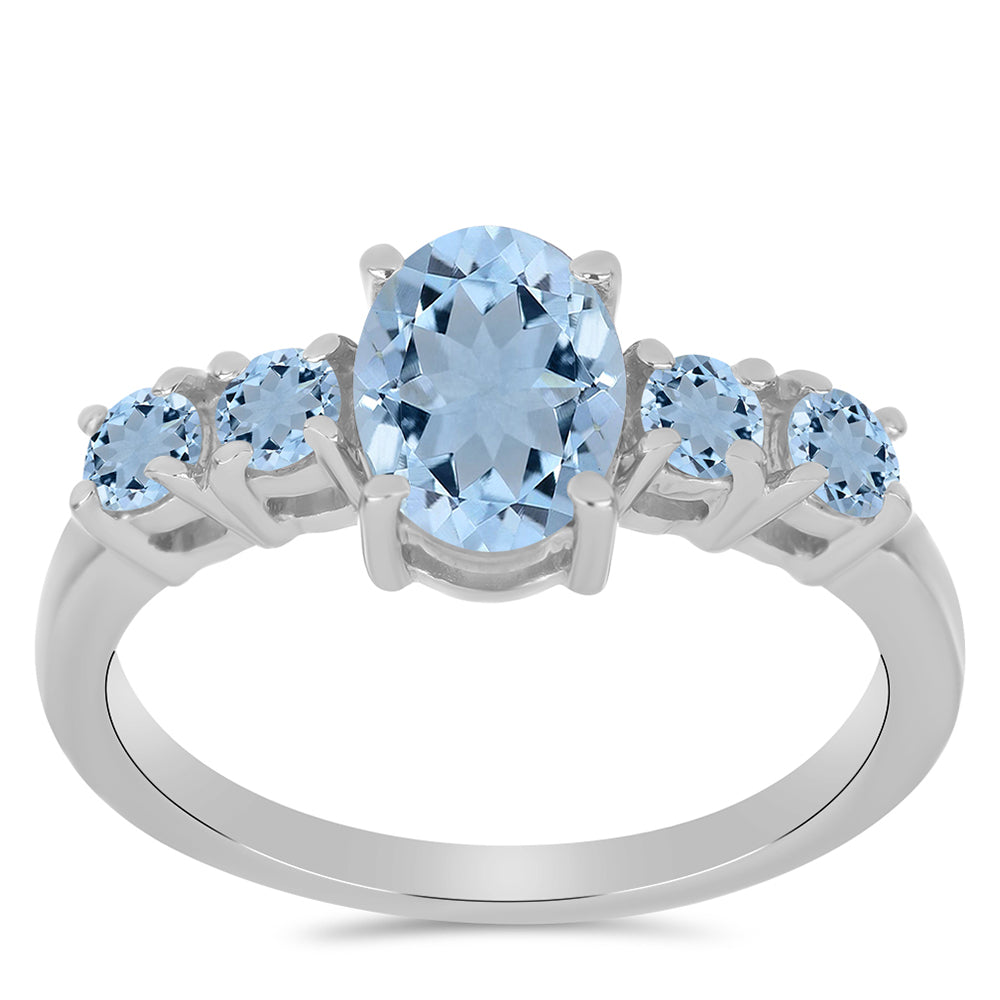 Stříbrný Prsten s Akvamarínem z Embu County 3 