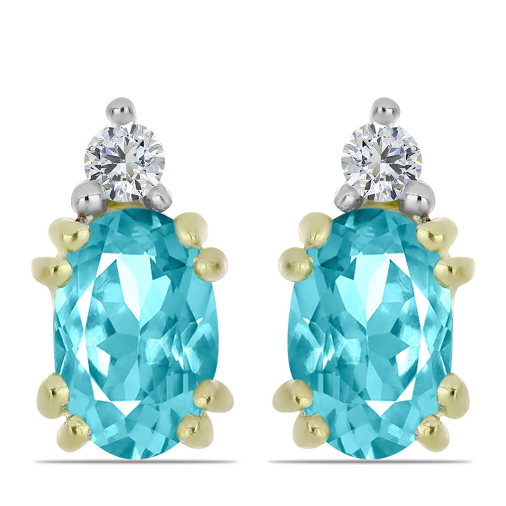 Pozlacené Stříbro 925/1000 - Náušnice s Paraiba Křemenem a Bílým Topazem - Karátové číslo: 0.85. přibližná hmotnost: 1.32 gramů 1 