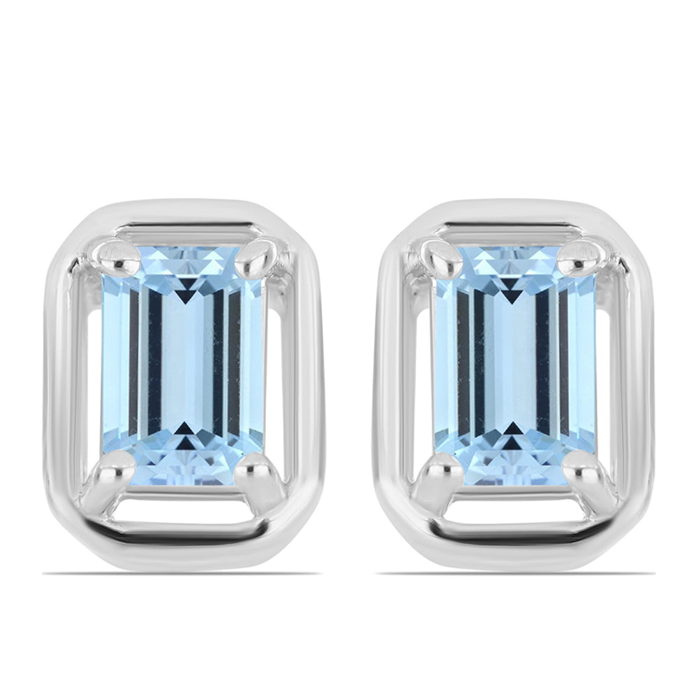 Stříbro 925/1000 Náušnice s Akvamarínem z Embu County - Karátové číslo: 1.04. přibližná hmotnost: 2.02 gramů 1 