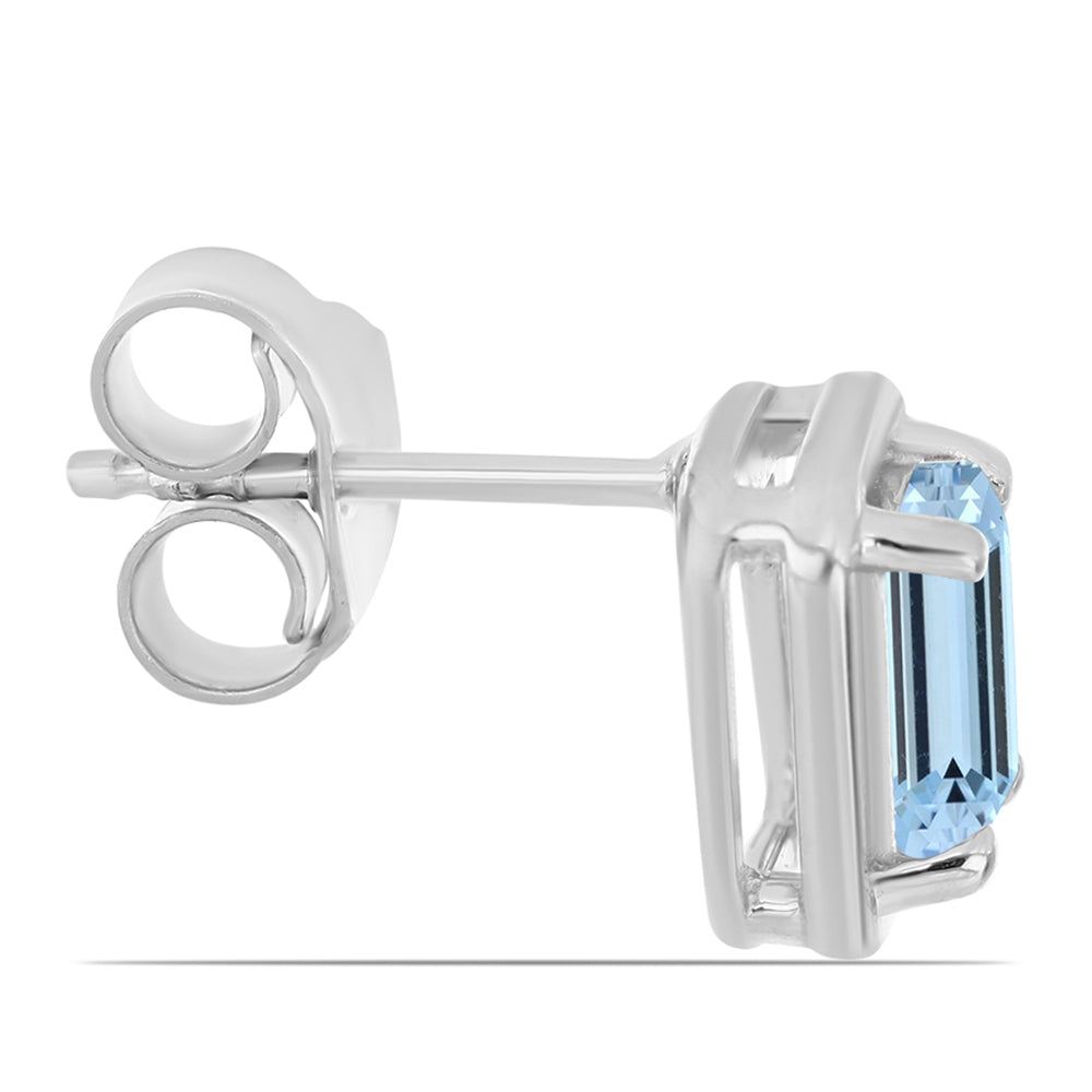 Stříbro 925/1000 Náušnice s Akvamarínem z Embu County - Karátové číslo: 1.04. přibližná hmotnost: 2.02 gramů 2 