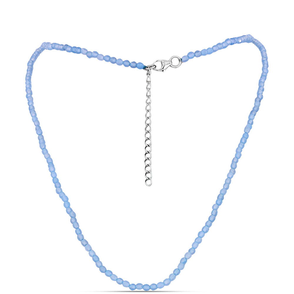 Stříbro 925/1000 - Náhrdelník s Akvamarínem z Embu County - Karátové číslo: 24.35. přibližná hmotnost: 5.63 gramů