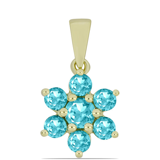 Pozlacené Stříbro 925/1000 - Přívěsek s Paraiba Křemenem - Karátové číslo: 1.05. přibližná hmotnost: 1.27 gramů