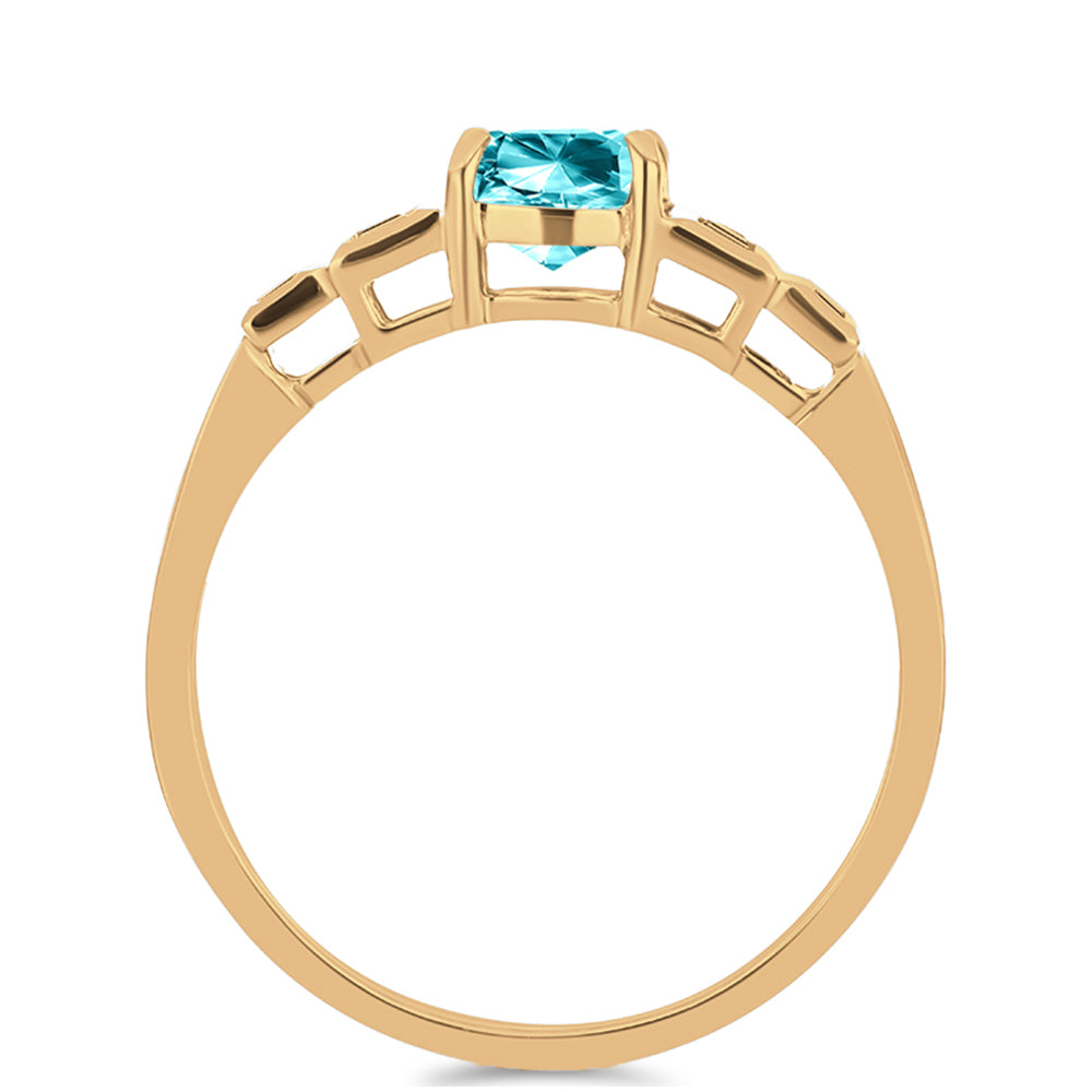 Pozlacený Stříbrný Prsten s Paraiba Křemenem a Bílým Zirkonem 3 