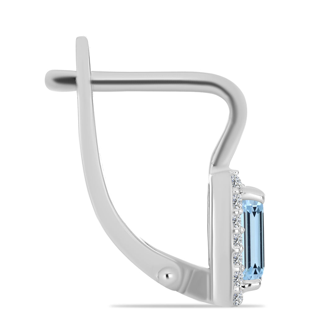 Stříbro 925/1000 Náušnice s Akvamarínem z Embu County a Bílým Topazem - Karátové číslo: 1.32. přibližná hmotnost: 3.33 gramů 2 