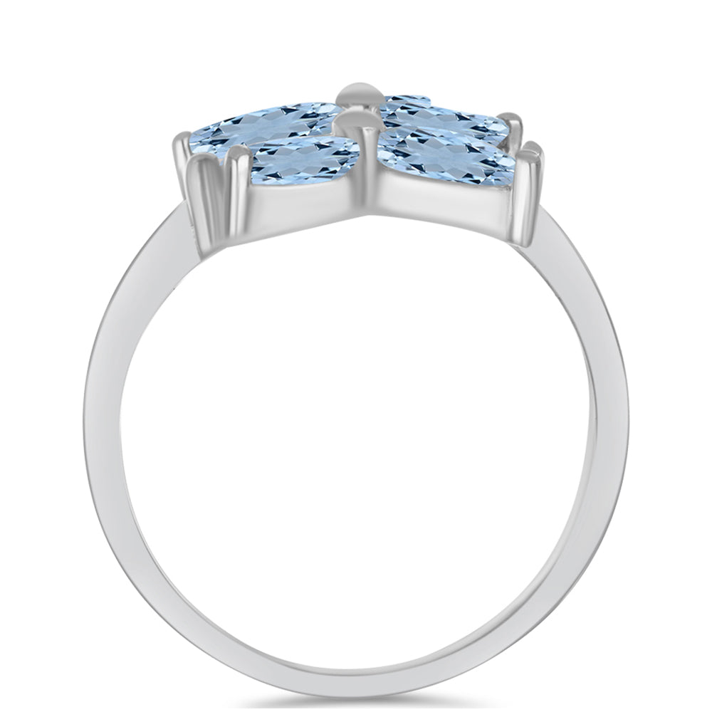 Stříbro 925/1000 - Prsten s Akvamarínem z Embu County - Karátové číslo: 1.74. přibližná hmotnost: 3.85 gramů 2 