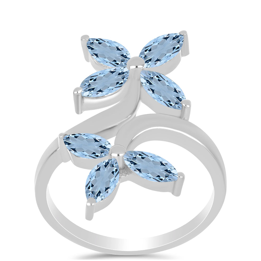 Stříbro 925/1000 - Prsten s Akvamarínem z Embu County - Karátové číslo: 1.74. přibližná hmotnost: 3.85 gramů 3 