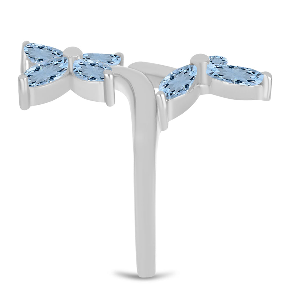 Stříbro 925/1000 - Prsten s Akvamarínem z Embu County - Karátové číslo: 1.74. přibližná hmotnost: 3.85 gramů 4 