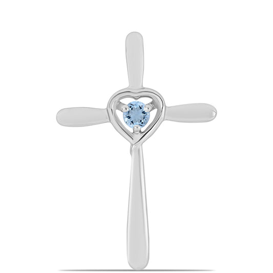 Kříž Stříbrný Přívěsek s Akvamarínem z Embu County