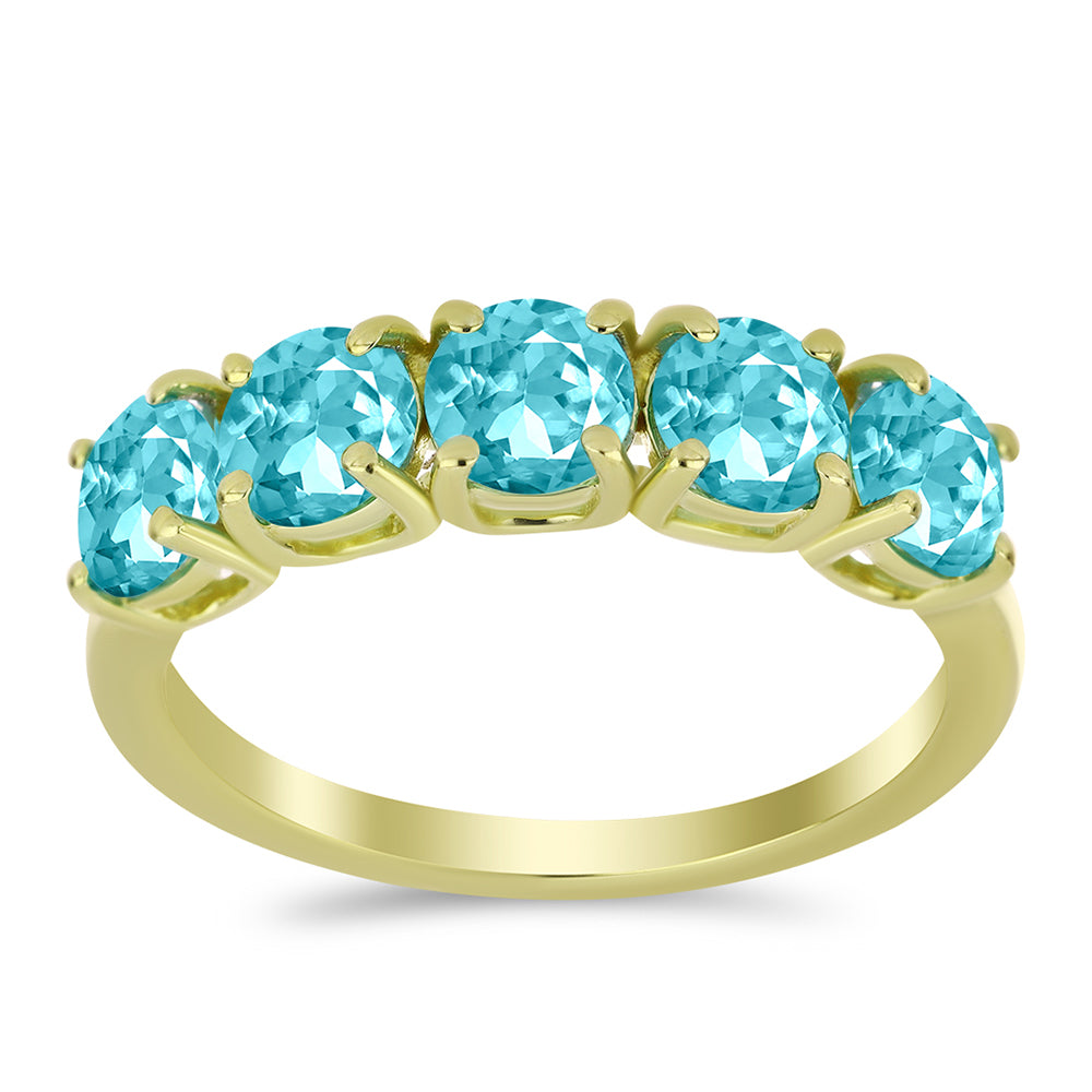 Pozlacené stříbro 925/1000 Prsten s Paraiba Křemenem - Karátové číslo: 2.27. přibližná hmotnost: 3.13 gramů 1 