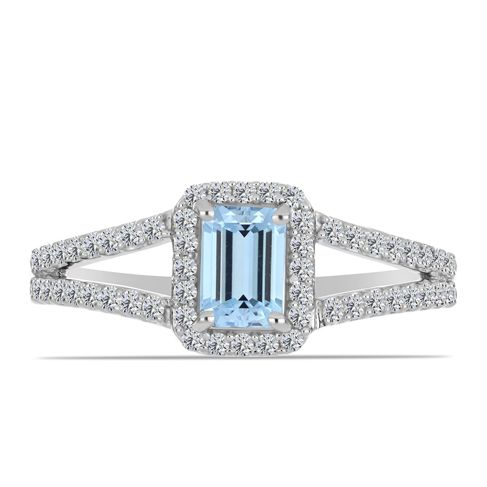 Stříbro 925/1000 - Prsten s Akvamarínem z Embu County a Bílým Topazem - Karátové číslo: 0.92. přibližná hmotnost: 2.72 gramů